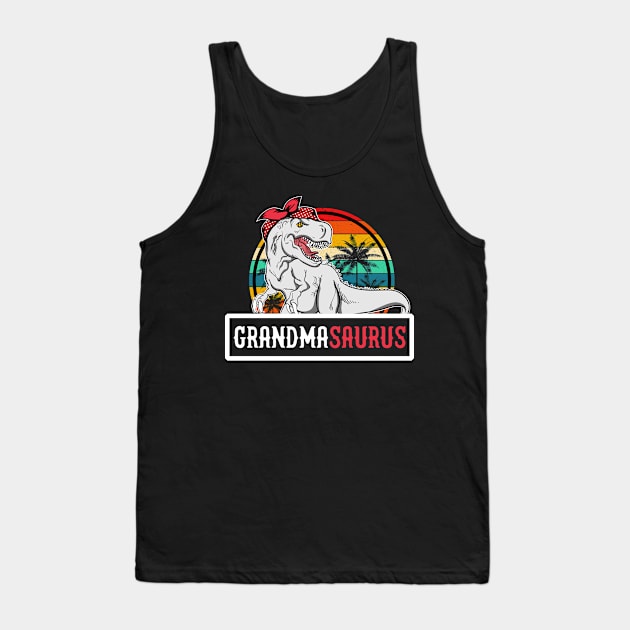 Grandmasaurus T Rex Dinosaur Grandma Saurus Family Tank Top by UniqueTeeDesigns